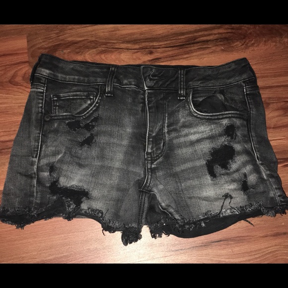 Black Jean Shorts American Eagle Store 